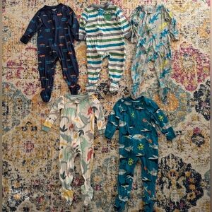Carter's Boys 18 Months Pajama Lot of 5, Footed, Zippered Pajamas